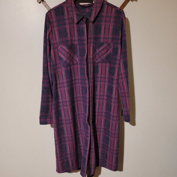 Soft Surroundings Flannel Snap Front Shirt Dress SZ XL - Picture 1 of 5
